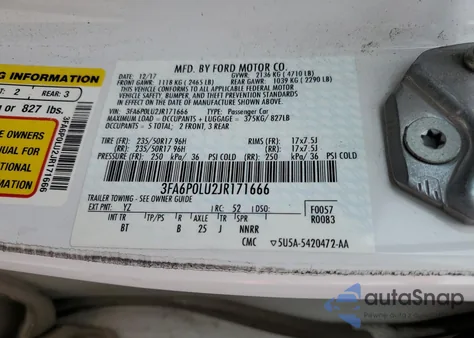 2018 Ford Fusion Se Hybrid from USA, damaged, VIN 3FA6P0LU2JR171666